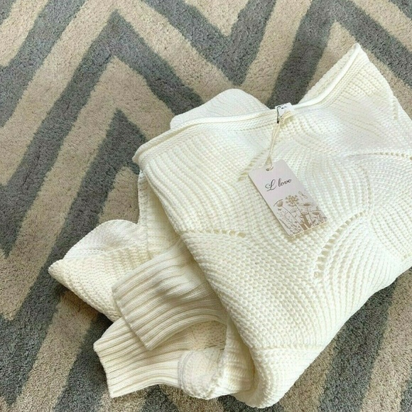 NWT Boutique Dolman Off White Knit Sweater Blouse - Picture 6 of 8